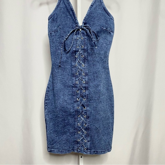 Windsor Denim Lace-Up Mini Dress • S - Picture 6 of 8